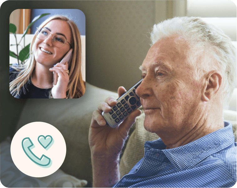 Senior citizen talking on phone to therapist